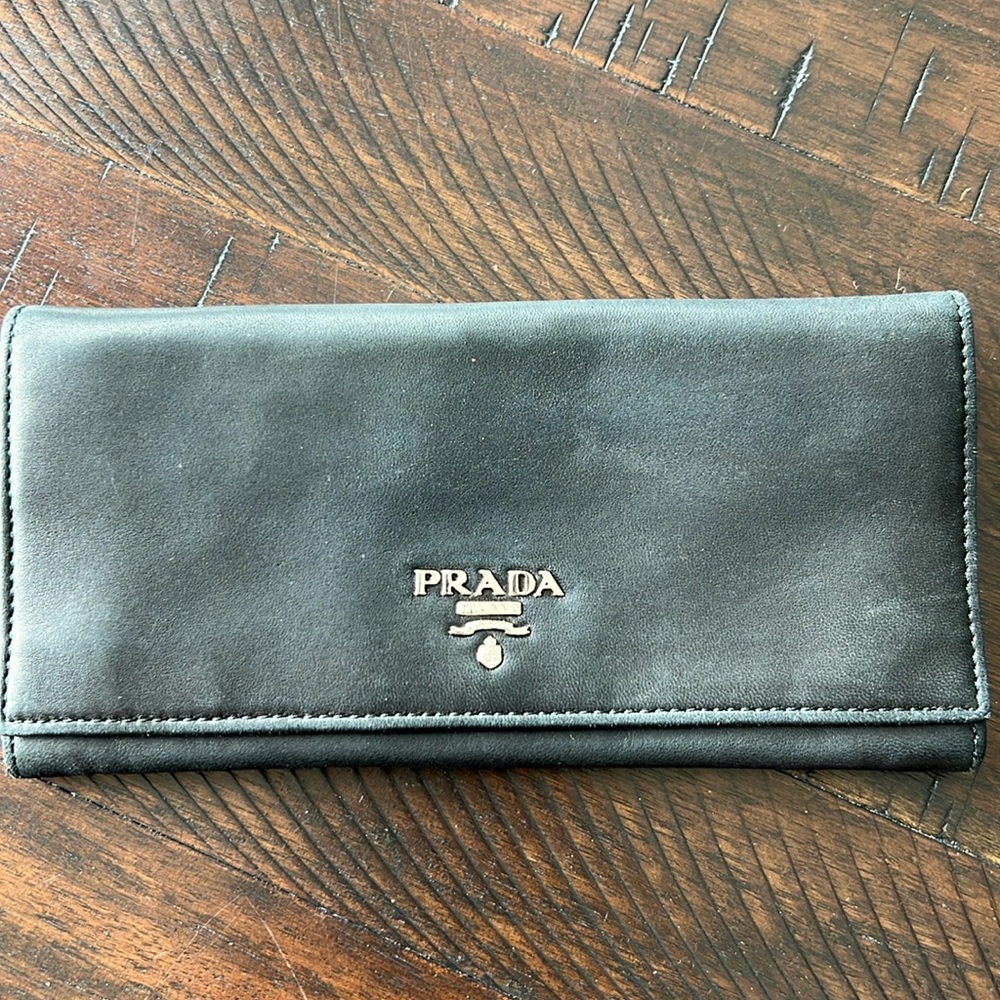 PRADA Black Sheepskin Long Wallet